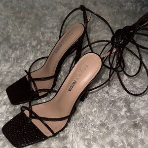 Fashion Nova Dark Brown Strappy Heels